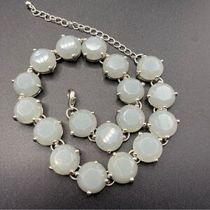 Gray Acrylic Prong Set Cabachon Choker Necklace